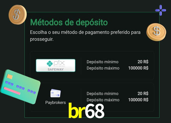O cassino br68 oferece uma grande variedade de métodos de pagamento